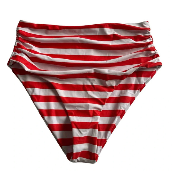 ZAFUL White And Red Stripe Tankini Bottom Size 10 BNWOT - Picture 1 of 3